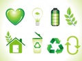 Abstract shiny green eco icons set Royalty Free Stock Photo