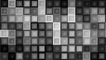 Abstract shiny monochrome pixel block moving background, seamless loop. Motion. Pixelated multicolored block moving wall