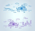 Abstract ship, stylization, vector