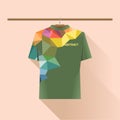 Abstract shirt with colored logo with triangles