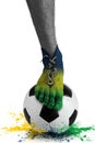 Abstract shoes soccer player's feet,colors splash Royalty Free Stock Photo