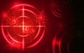 Abstract shooting range on red background business target goal concept.