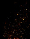 Abstract Shot of Flying Sparks of Fire Against Black Background with Motion and Glow Royalty Free Stock Photo