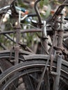 ABSTRACT SHOT OF OLD RUSTY BICYCLE PARTS