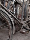 ABSTRACT SHOT OF OLD RUSTY BICYCLE PARTS