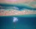 An abstract shot of a woman in the sea