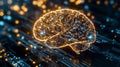 This abstract shows a glowing brain with circuits, capturing the essence of artificial intelligence Royalty Free Stock Photo