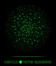 Abstract shpere of green glowing light particles space black background Royalty Free Stock Photo