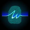 Abstract signature on fingerprint background, fingerprints scanning process - access control system, data protection Royalty Free Stock Photo