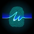 Abstract signature on fingerprint background, fingerprints scanning process - access control system, data protection