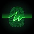 Abstract signature on fingerprint background, fingerprints scanning process - access control system, data protection Royalty Free Stock Photo