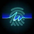 Abstract signature on fingerprint background, fingerprints scanning process - access control system, security
