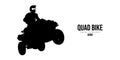 Abstract silhouette of a ATV Quad bike, All-Terrain vehicle, isolated on white background. Rider jumps on quad bike Royalty Free Stock Photo