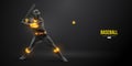 Abstract silhouette of a baseball player on black background. Realistic baseball player batter hits the ball. Vector Royalty Free Stock Photo