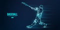 Abstract silhouette of a baseball player on blue background. Baseball player batter hits the ball. Vector illustration Royalty Free Stock Photo
