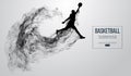Abstract silhouette of a basketball player on white background. Basketball player jumping and performs slam dunk. Royalty Free Stock Photo
