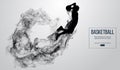 Abstract silhouette of a basketball player on white background. Basketball player jumping and performs slam dunk. Royalty Free Stock Photo