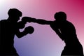 Abstract silhouette of boxing man while fighting