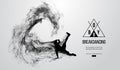 Abstract silhouette of a breakdancer, man, bboy, breaker, breaking on the white background. Hip-hop dancer. Vector