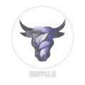 Abstract silhouette buffalo head. illustration Royalty Free Stock Photo