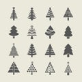 Abstract silhouette Christmas tree icons set Royalty Free Stock Photo