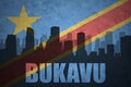 Abstract silhouette of the city with text Bukavu at the vintage democratic republic of the congo flag Royalty Free Stock Photo