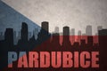Abstract silhouette of the city with text Pardubice at the vintage czech republic flag Royalty Free Stock Photo