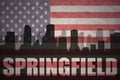 Abstract silhouette of the city with text Springfield at the vintage american flag