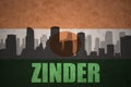 Abstract silhouette of the city with text Zinder at the vintage niger flag