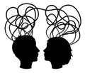 Abstract silhouette of couple heads, think concept, Royalty Free Stock Photo