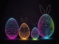 Abstract silhouette glow illustration of Easter Eggs drawing by dots different sizes. Easter eggs shapes with bunny ears Royalty Free Stock Photo