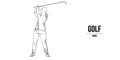 Abstract silhouette of a golf player on white background. Golfer man hits the ball. Vector illustration Royalty Free Stock Photo