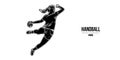 Abstract silhouette of a handball player on white background. Handball player woman are throws the ball. Vector Royalty Free Stock Photo