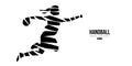 Abstract silhouette of a handball player on white background. Handball player woman are throws the ball. Vector Royalty Free Stock Photo