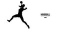 Abstract silhouette of a handball player on white background. Handball player woman are throws the ball. Vector Royalty Free Stock Photo