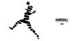 Abstract silhouette of a handball player on white background. Handball player woman are throws the ball. Vector Royalty Free Stock Photo
