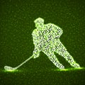 Abstract silhouette hockey player with hockey stick