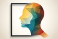 abstract silhouette of a mans head with geometric shapes on the background