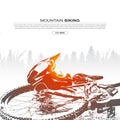 Abstract silhouette of mountain bike and helmet. Mountain biking cover design. Royalty Free Stock Photo