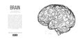 Abstract silhouette of the polygonal head, brain. Process of human thinking. Research and diagnosis of the human brain.