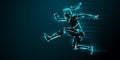 Abstract silhouette of a running athlete on black background. Runner woman are running sprint or marathon. Royalty Free Stock Photo