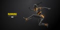 Abstract silhouette of a running athlete on black background. Runner woman are running sprint or marathon. Vector Royalty Free Stock Photo