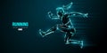 Abstract silhouette of a running athlete on black background. Runner woman are running sprint or marathon. Vector Royalty Free Stock Photo