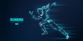 Abstract silhouette of a running athlete on blue background. Runner woman are running sprint or marathon. Vector Royalty Free Stock Photo