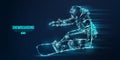 Abstract silhouette of a snowboarding on blue background. The snowboarder man doing a trick. Carving. Vector