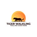 Abstract Silhouette Tiger Walking Concept illustration vector template