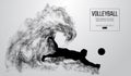 Abstract silhouette of a volleyball player man on white background from particles. Vector illustration Royalty Free Stock Photo