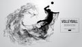 Abstract silhouette of a volleyball player man on white background from particles. Vector illustration Royalty Free Stock Photo