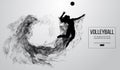 Abstract silhouette of a volleyball player woman on white background from particles. Vector illustration Royalty Free Stock Photo