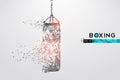 Abstract silhouette of a wireframe punching bag on the white background. Boxing sports equipment. Boxer is winner vector